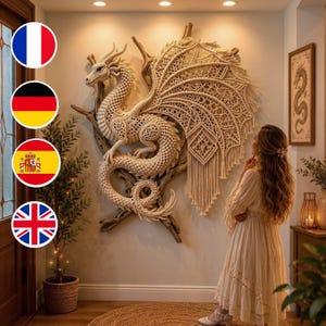 Dragon Wall Hanging Crochet Pattern | Boho Fantasy Fiber Art (PDF Pattern)