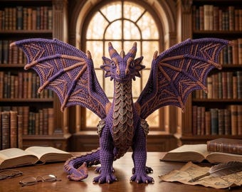 Mythical Dragon Crochet Pattern PDF, 3D Amigurumi Dragon Tutorial, Fantasy Creature Crochet, Purple Dragon Pattern, Crochetbyhunza Download