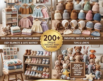 200+ Baby Crochet Patterns Bundle, Amigurumi Toys PDF, Blanket, Sweater & Booties Pattern, Grand Baby Download