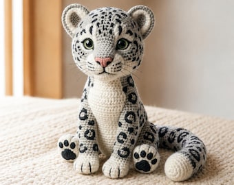 Crochet Snow Leopard Pattern - Adorable Amigurumi Big Cat- Realistic Wild Animal-Tutorial DIY Stuffed Snow Leopard PDF Unique Soft Toy Guide