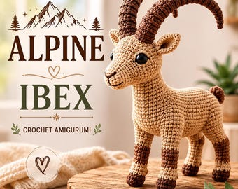 Alpine Ibex Crochet Pattern Amigurumi, Mountain Goat Crochet Pattern PDF, Realistic Ram Plush Tutorial, WildDIY Stuffed Toy Digital Download
