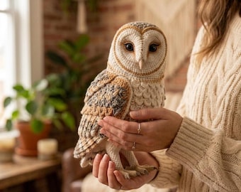 Patrón de lechuza común a crochet / PDF de amigurumi realista / Decoración de animales del bosque estilo cottagecore / Tutorial de crochet DIY para artesanos de nivel intermedio