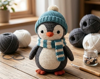 Süßer Pinguin Amigurumi Häkelanleitung PDF | Anfängerfreundliches Plüsch Pinguin Tutorial | Kawaii Winter Häkeltier | Keine Sew Häkelanleitung
