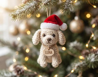 Crochet Puppy Ornament Pattern, Christmas Dog Amigurumi, Holiday Puppy Tutorial PDF