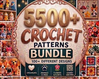 Paquete de más de 5500 patrones de ganchillo: Mega Amigurumi, animales, cuadrados de la abuela y flores. Descarga digital en PDF para amantes del ganchillo.