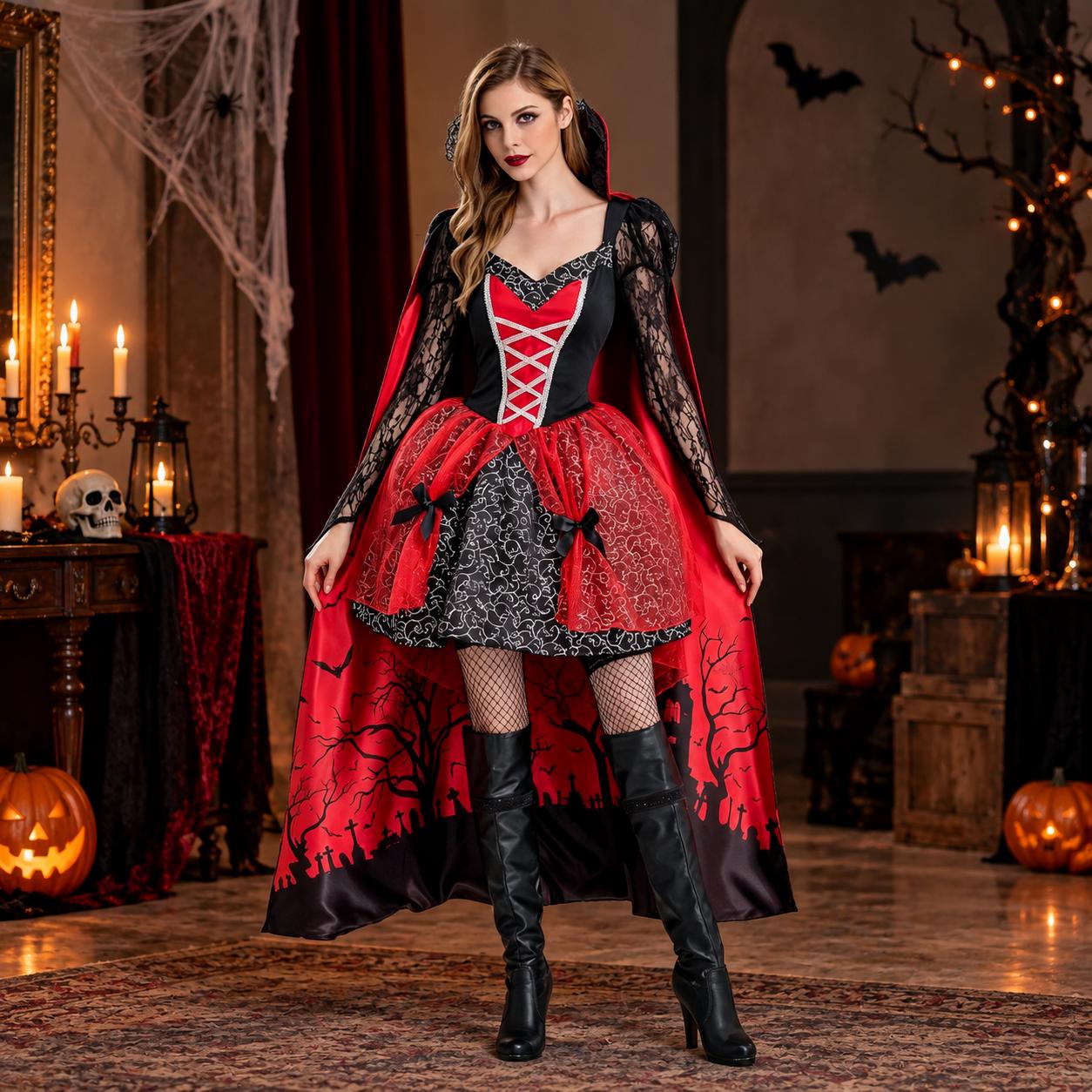 Red and Black Masquerade Dress