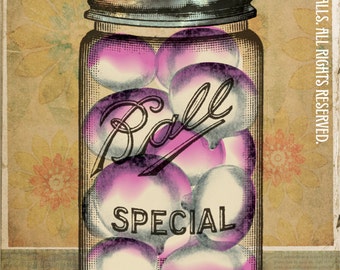 Canning Ball Jar Purple White Turnips Gold Wallpaper Putting Up The Season Series Large 16" x 20" Canvas Wrapped Frame: Turnips