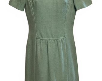 Vintage 1960s Wool Adele Martin Mint Green Mod Dress | Jackie O Retro | Size 8