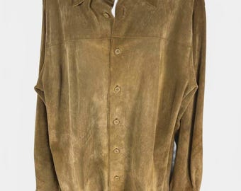 Vintage Barneys New York Suede Leather Jacket |90s Minimalist Dream Gorpcore  XL