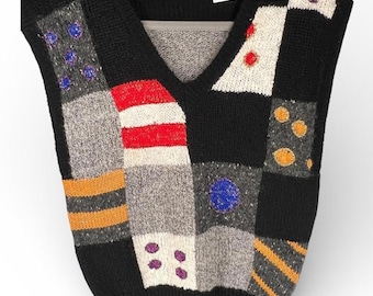 Vintage 80s Mariea Kim Sweater|Maximalist Eclectic Grandpa New Wave Aesthetic S