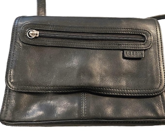 Fossil | Vintage Black Pebbled Leather Crossbody Bag | Indie Sleaze