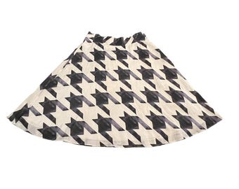 Vintage Liz Claiborne Cotton-Silk Houndstooth Skirt|Light Academia,Y2K | Size 8