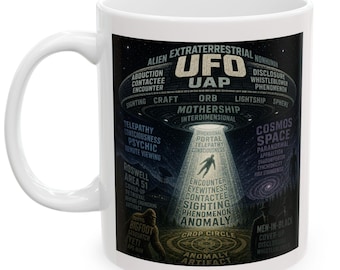 UFO Typography  Space Ceramic Coffee Mug