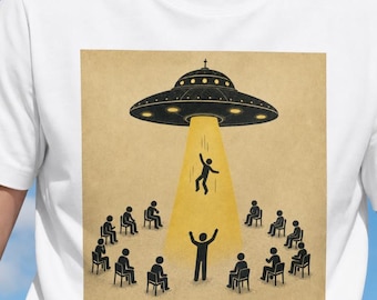 T-shirt med stödgrupp för bortförande av utomjordingar | UFO-strålningssilhuett