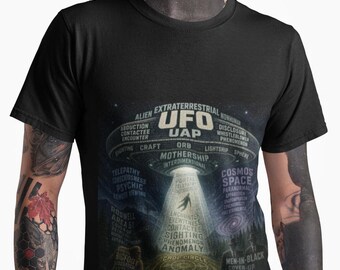 UFO Typography Graphic Paranormal T-Shirt