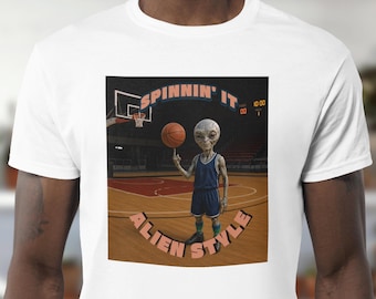 Vreemd basketbalT-shirt | Spinnin' It Alien-stijl rechterafbeelding