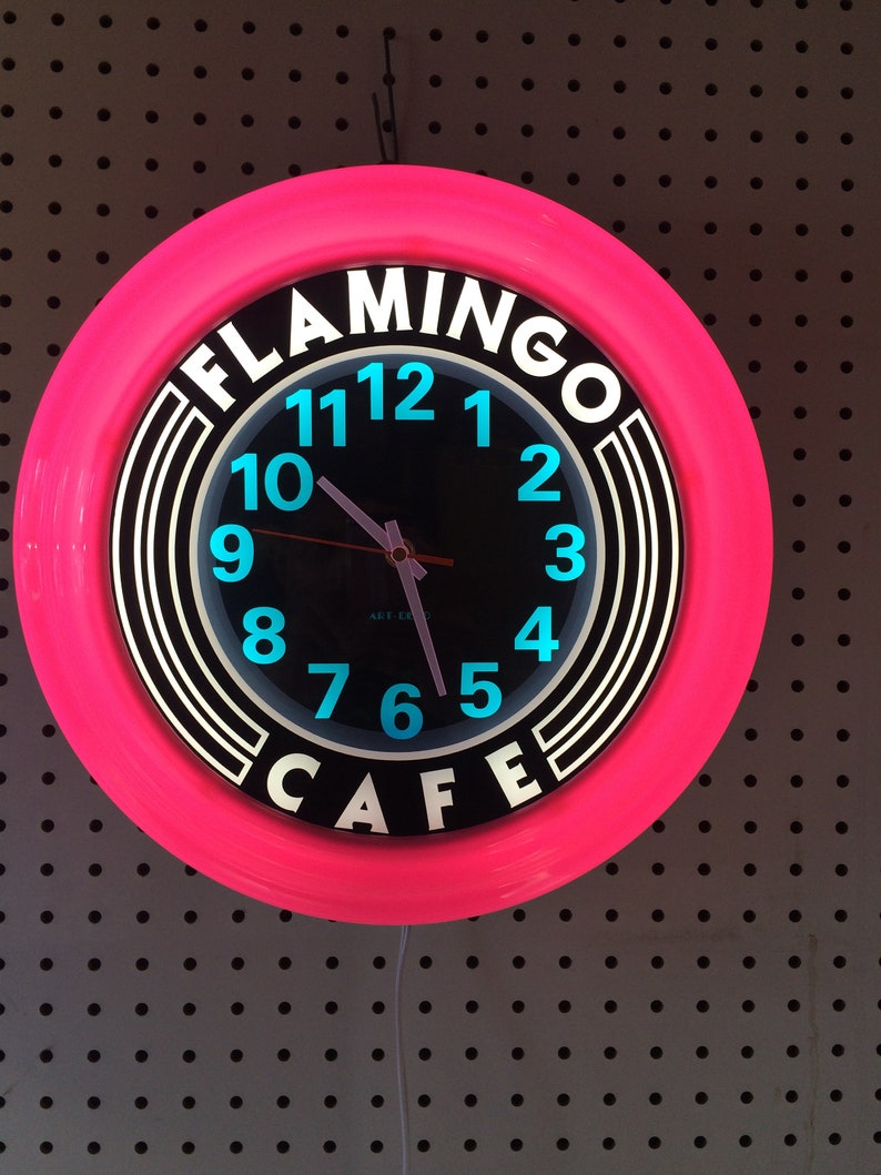 Flamingo Cafe Art Déco Orologio da parete Orologio immagine 1