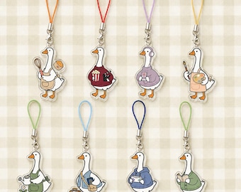 Ciondolo a forma di oca in acrilico, cinturino per cellulare kawaii, accessorio per borsa, stile cottagecore