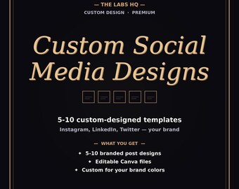 Custom Social Media Design Set - Instagram LinkedIn Twitter Posts - Branded For Your Business - 5-10 Custom Designs