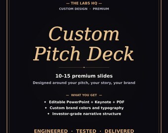 Custom Pitch Deck Design - Premium PowerPoint and Keynote - Investor Ready Presentation - 10-15 Slides - Personalized For Your Brand