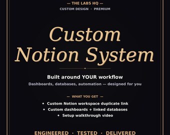Custom Notion System - Personalized Productivity Workspace - Dashboards Databases Automation - Built Around Your Workflow