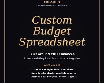 Custom Budget Spreadsheet - Personalized Finance Tracker - Excel and Google Sheets - Monthly Income Expense Savings Tracker