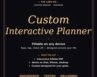 Custom Interactive Planner - Fillable PDF for iPad iPhone Desktop - Personal Productivity Habit Goal Tracker - Designed For You