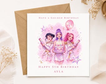 Personalised KPop Anime Birthday Card | Custom Name Age Greeting (Printed or Digital)
