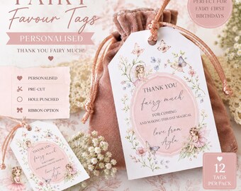 Personalised Fairy Birthday Favour Tags | First Birthday Party Thank You Favors
