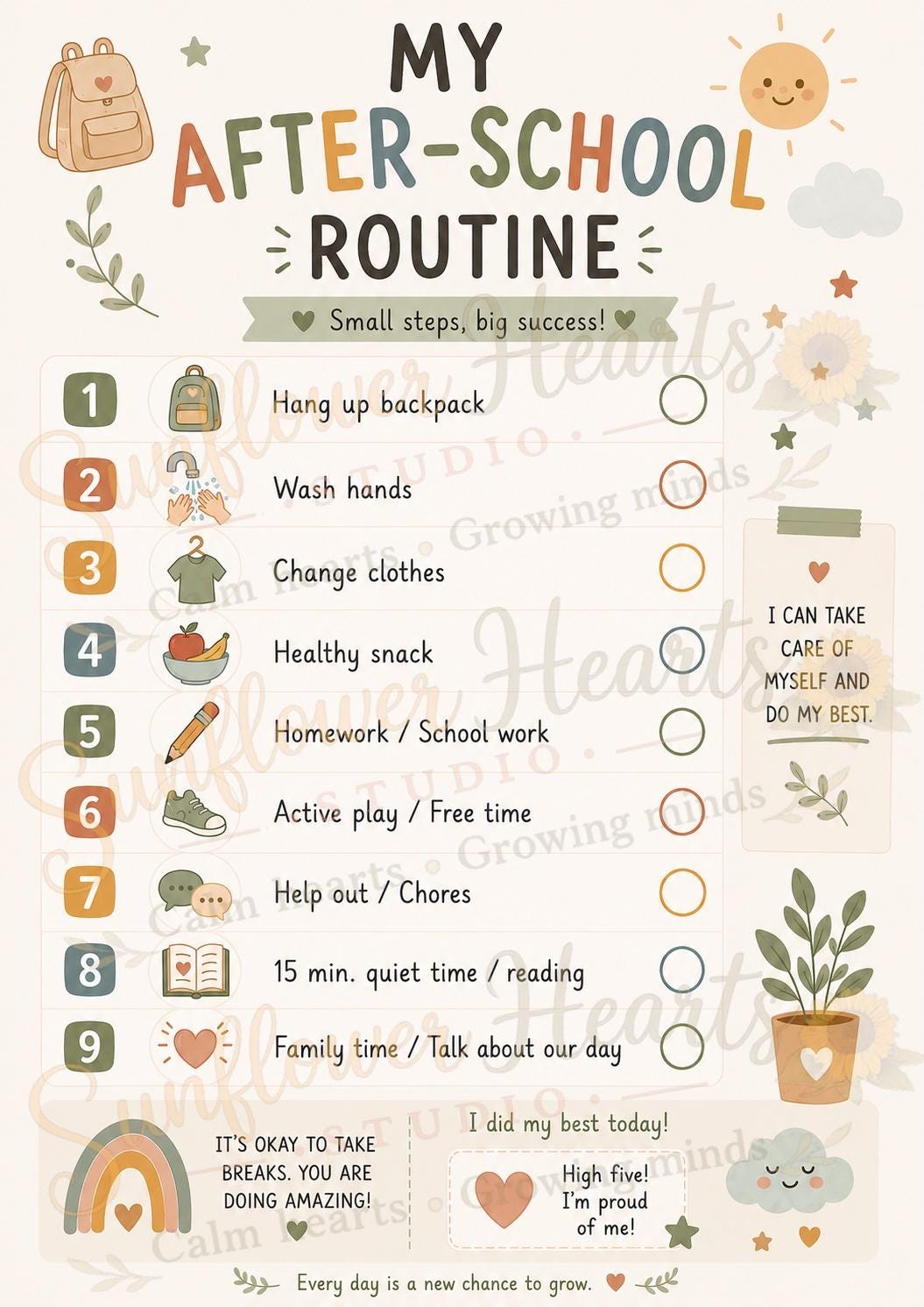 Kids After School Routine Chart Printable | Visual Schedule for ...