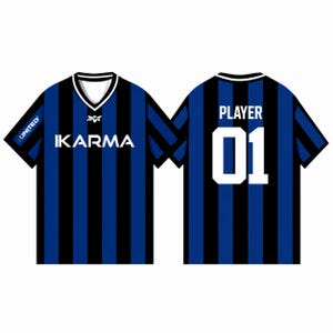 Custom Blue Black Striped Jersey Personalized Name Number Unisex Sports T-Shirt Short Sleeve Tee