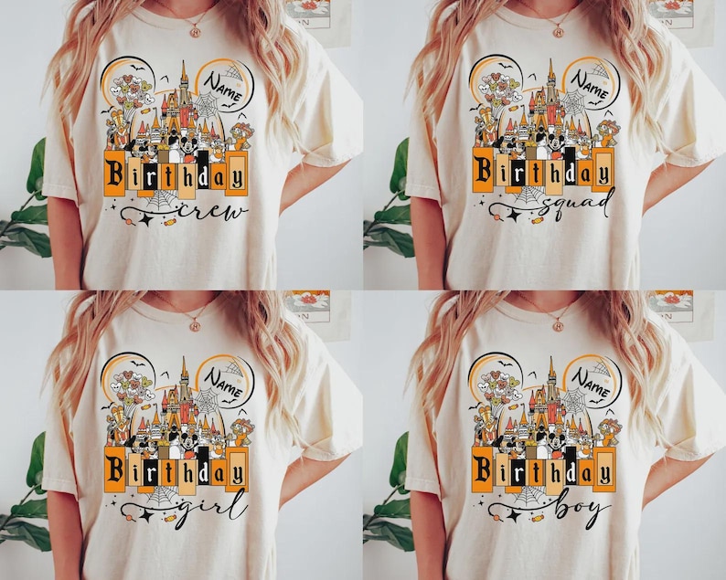 Comfort Color Custom Disney Halloween Birthday Shirt, Halloween Birthday Squad Shirt, Disneyland Trip Halloween Shirt image 2
