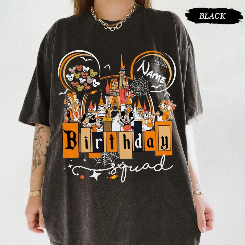 Comfort Color Custom Disney Halloween Birthday Shirt, Halloween Birthday Squad Shirt, Disneyland Trip Halloween Shirt image 6