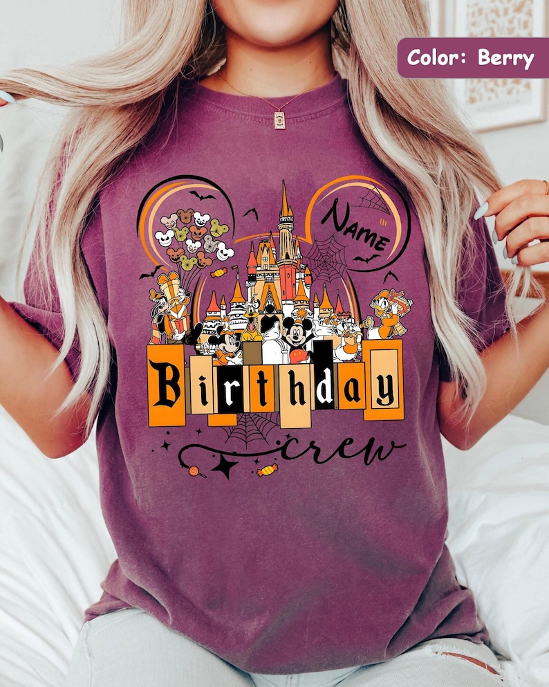 Comfort Color Custom Disney Halloween Birthday Shirt, Halloween Birthday Squad Shirt, Disneyland Trip Halloween Shirt image 5