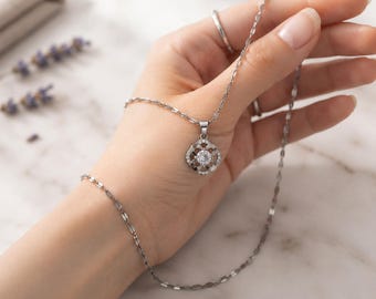 Dainty Silver Floral Necklace, Minimalist Titanium Steel Choker, Waterproof Flower Jewelry, Gift for Her