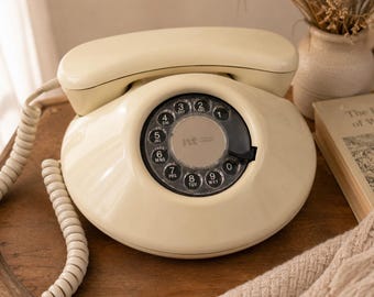 Vintage Northern Telecom Rotary Phone Beige Cream Corded Landline Desk Telephone