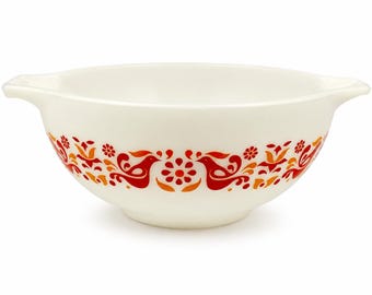 Vintage Pyrex Friendship 443 Cinderella Bowl 2.5 Qt Red Orange Milk Glass