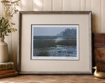 Grabado de edición limitada de Robert Bateman sobre la familia Mallard y Misty Marsh (504/950)