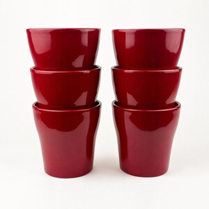 Set of 6 Vintage Red German Ceramic Planter Pots MCM Scandinavian Decor