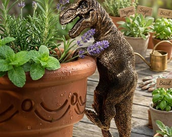 2PCS Cute Dinosaur Pot Hanger Resin Statue, Creative Animal Figurine Flower Pot Edge Ornament, Garden Bonsai Potted Plant Hanging Decor