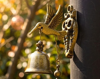 Vintage Animal Metal Door Bell, Rustic Hanging Chime with Dolphin/Owl/Cat/Elephant Designs, Weatherproof Garden Wall Decor