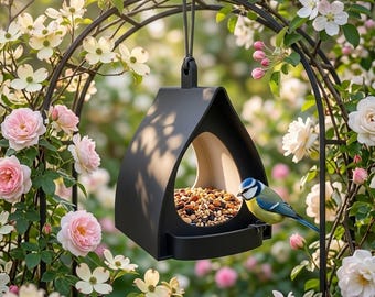 Lightweight Plastic Hanging Bird Feeder, Weather Resistant Outdoor Bird Feeder with Drainage Hole Design for Garden Yard Decoration