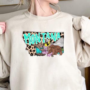 Montana State Shirt | Leopard Print Grizzly Bear Tee – Big Sky T-Shirt for Women