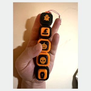 Halloween Fidget Clicker Charm, 3D Printed Clicker Keychain, Ghost Pumpkin Skull Bat Cat Coffin, Build Your Own Strip, Limited Batch image 1