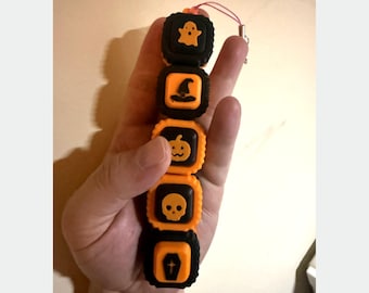 Halloween Fidget Clicker Charm, 3D Printed Clicker Keychain, Ghost Pumpkin Skull Bat Cat Coffin, Build Your Own Strip, Limited Batch