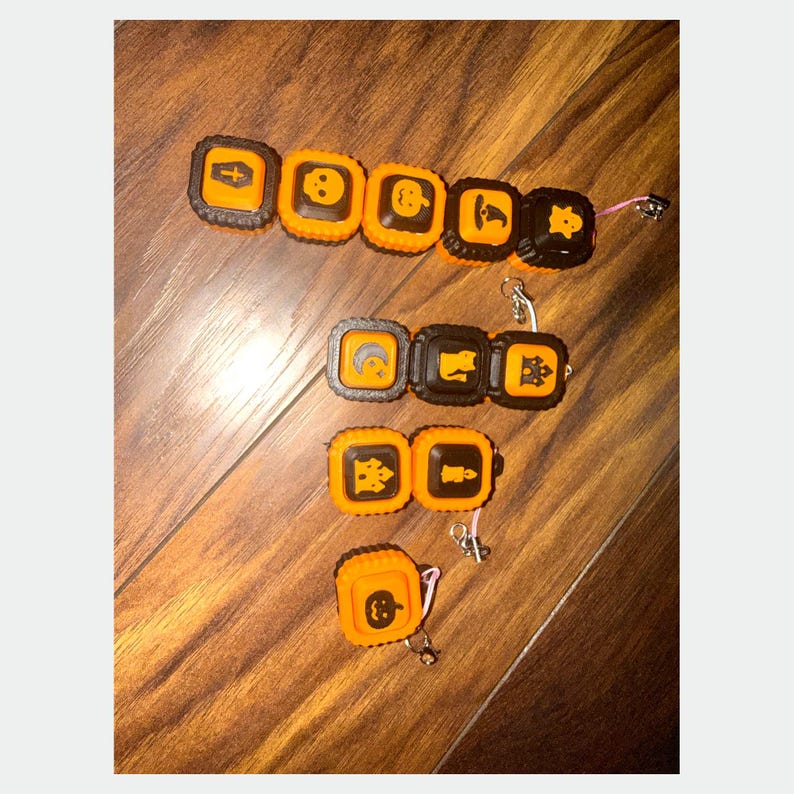 Halloween Fidget Clicker Charm, 3D Printed Clicker Keychain, Ghost Pumpkin Skull Bat Cat Coffin, Build Your Own Strip, Limited Batch image 3
