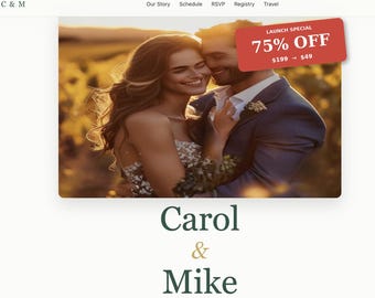 Custom Wedding Website with Working RSVP, Save the Date, Wedding Planner | 24 Months Hosted, Built in 24 Hours | Full Album