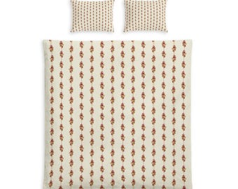Floral Streifen Baumwolle Bettwäsche Set | Gestreifte Blumenbettwäsche