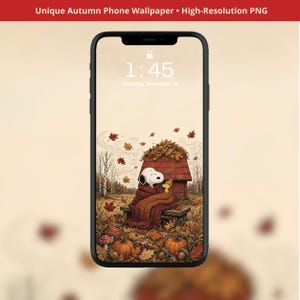 Snoopy Autumn Phone Wallpaper, Cozy Fall Lockscreen Background iPhone Android Screen