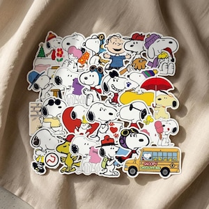 Snoopy Peanuts Sticker Pack: 50pcs Waterproof Vinyl Decals for Laptops, Bottles